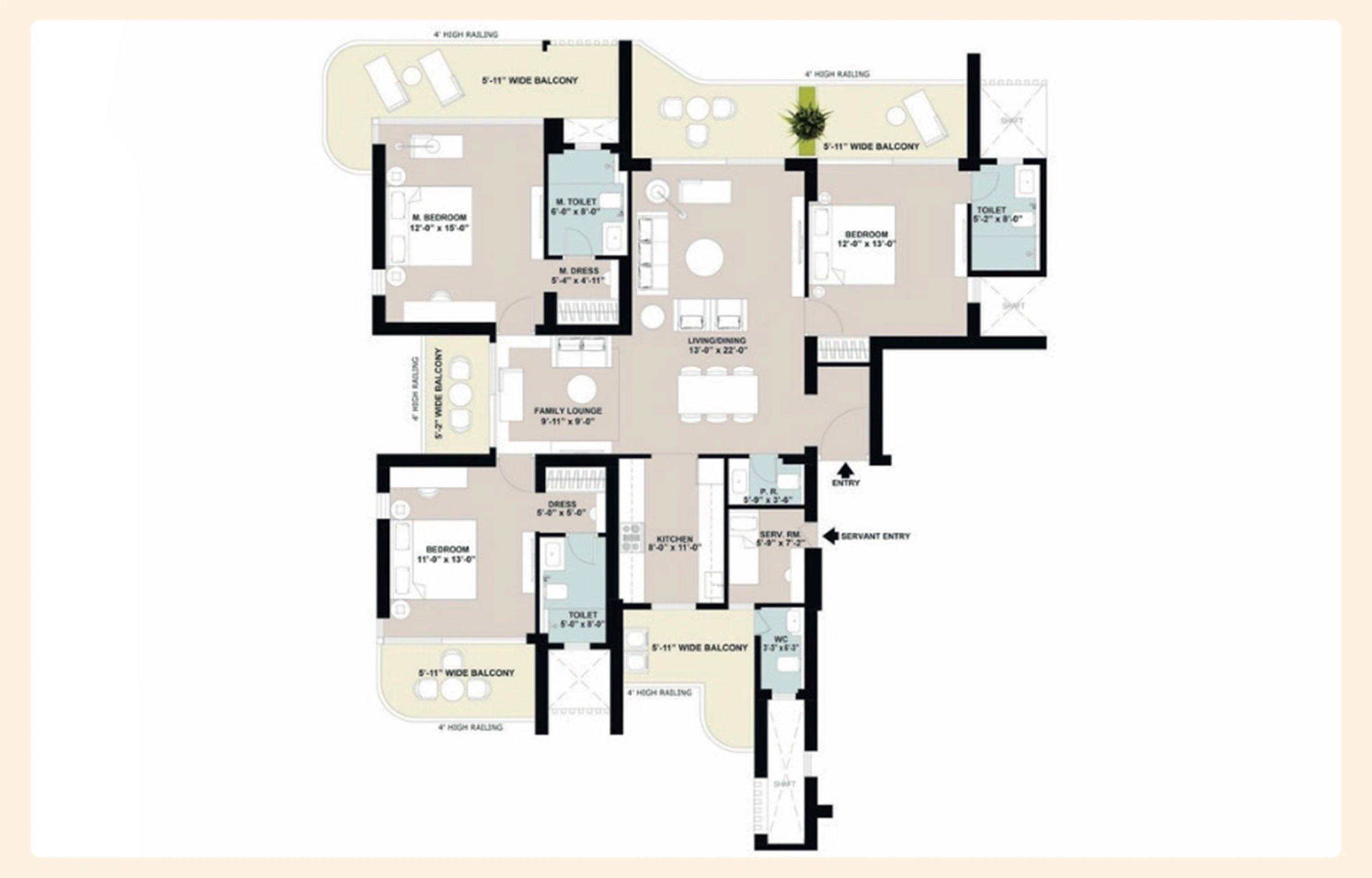 3 BHK Floor Plan
