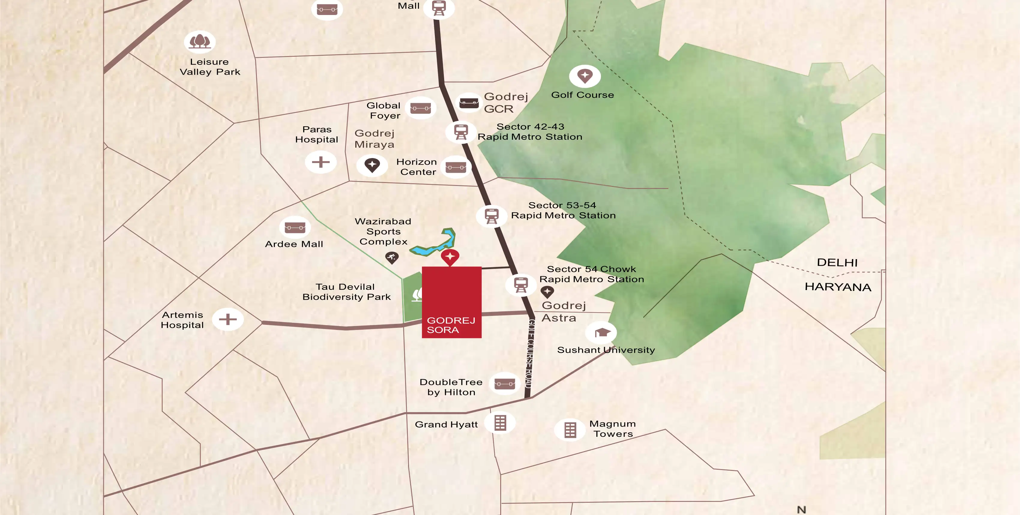 Godrej Sora Sector 53 Gurugram Location Map