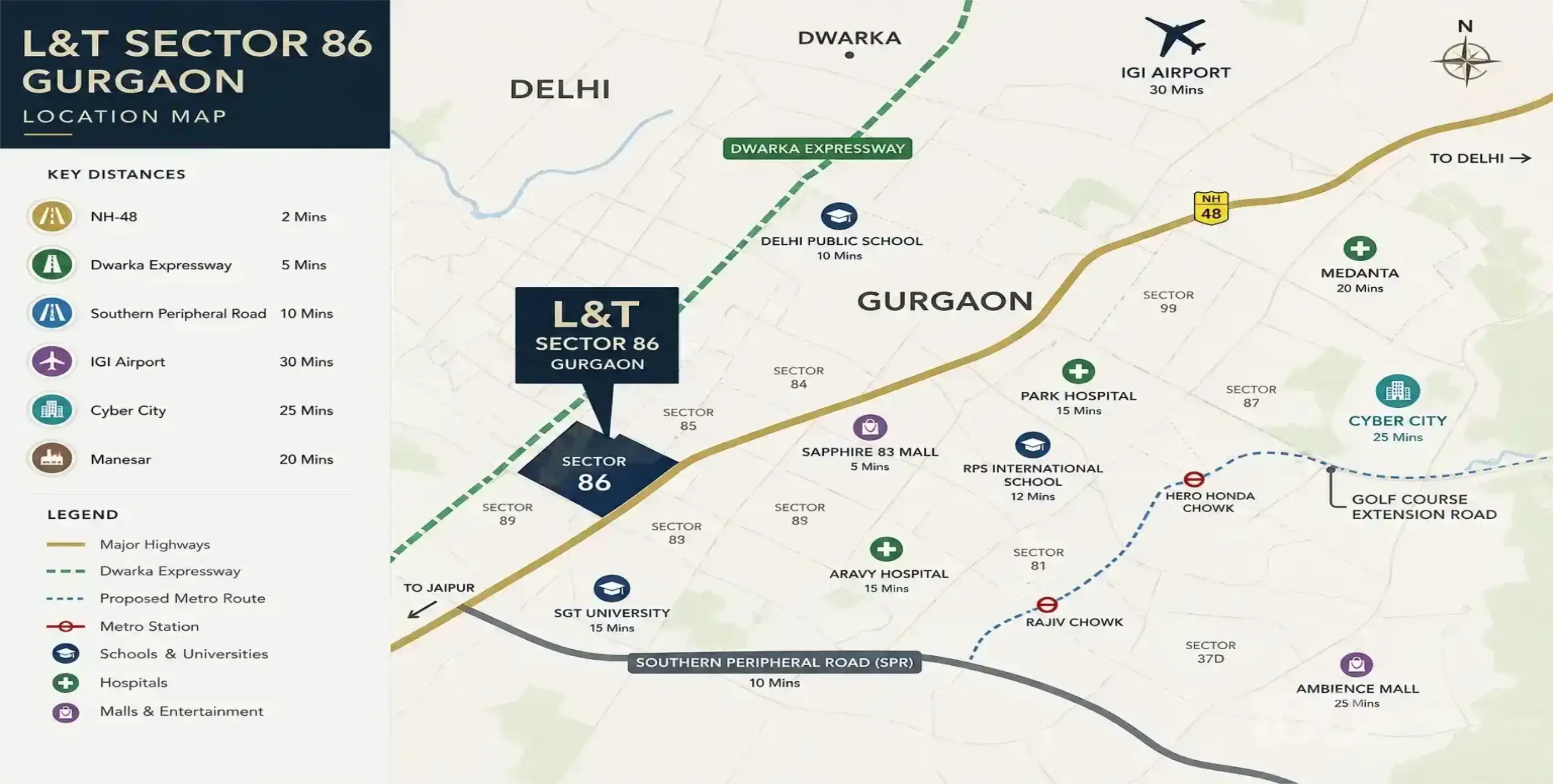 L&T Realty Sector 86 Gurugram Location Map