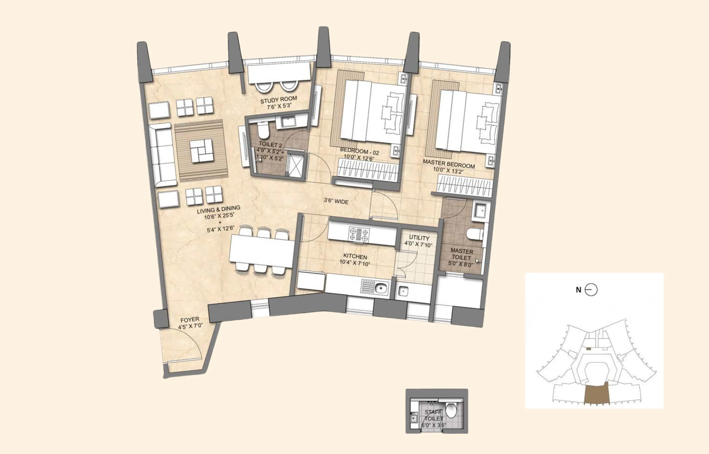 2 BHK Floor Plan