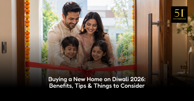 Family celebrating Diwali in a new luxury home in Gurgaon